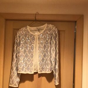 Sequin Embellished Cream Cardigan